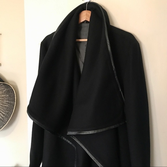 Custom Designed & Tailored Wool / Leather Coat, Size L - Picture 8 of 14